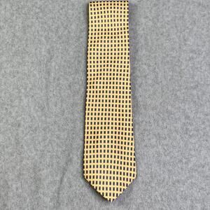 Tommy Hilfiger Tie Silk Yellow Geometric Made In USA Mens Necktie